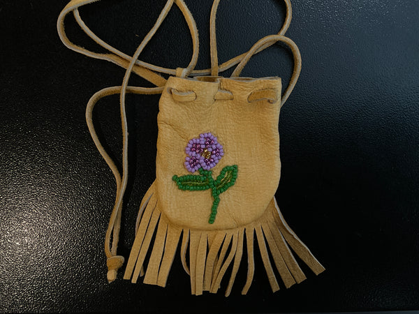 Beaded leather medicine pouch