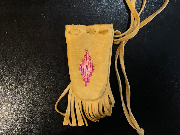 Beaded leather medicine pouch