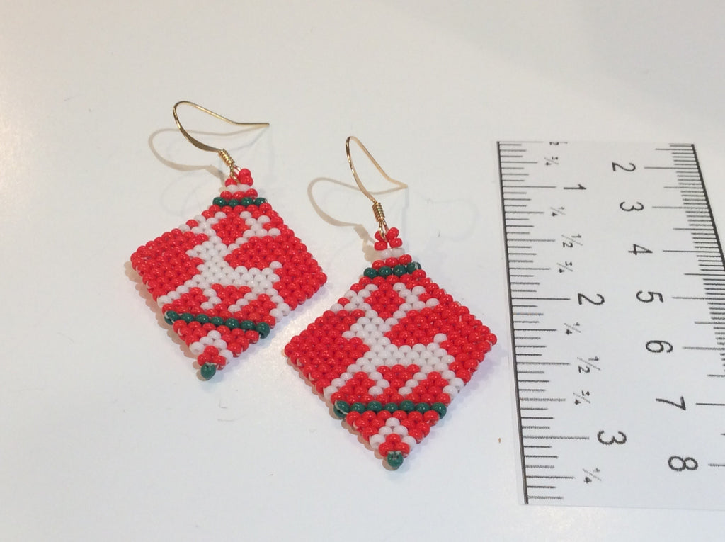 Red beaded deer earrings