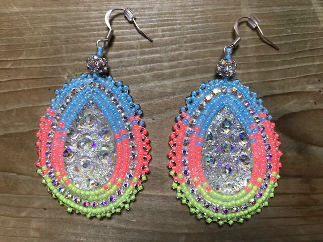 Large beaded oval earrings - by Rachel Panamick - created offsite