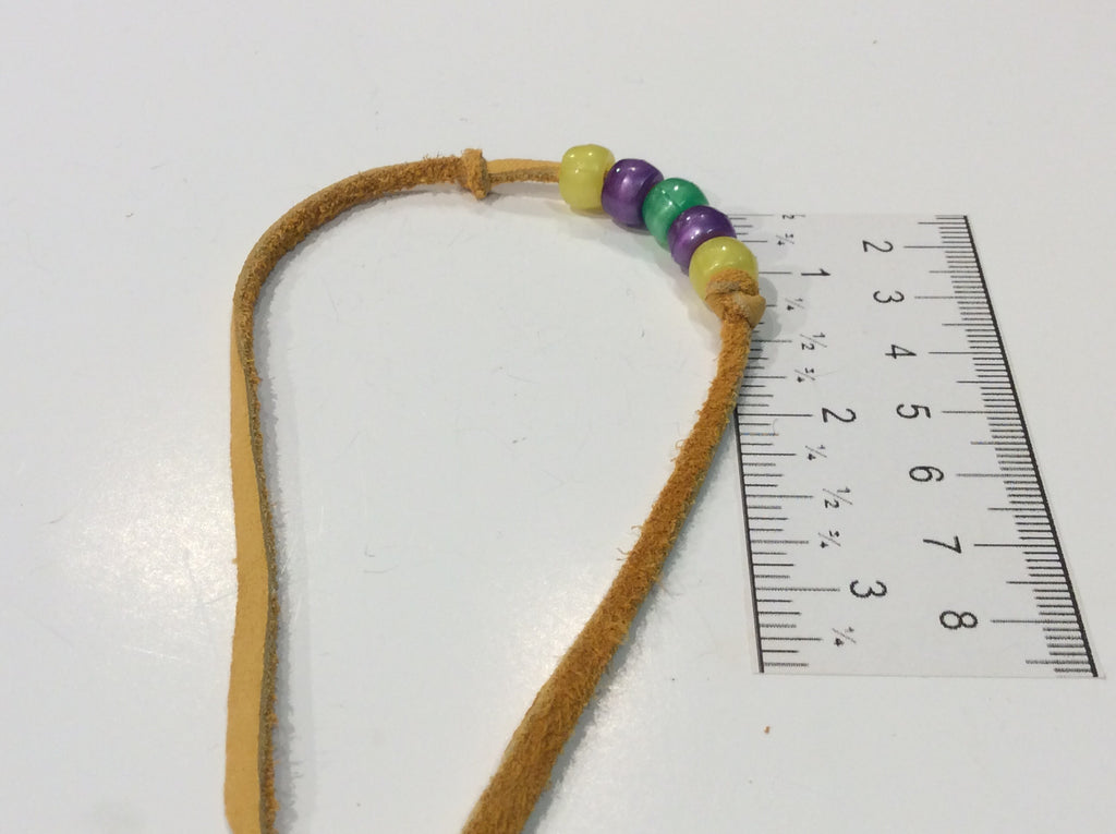 One leather strand with pony beads