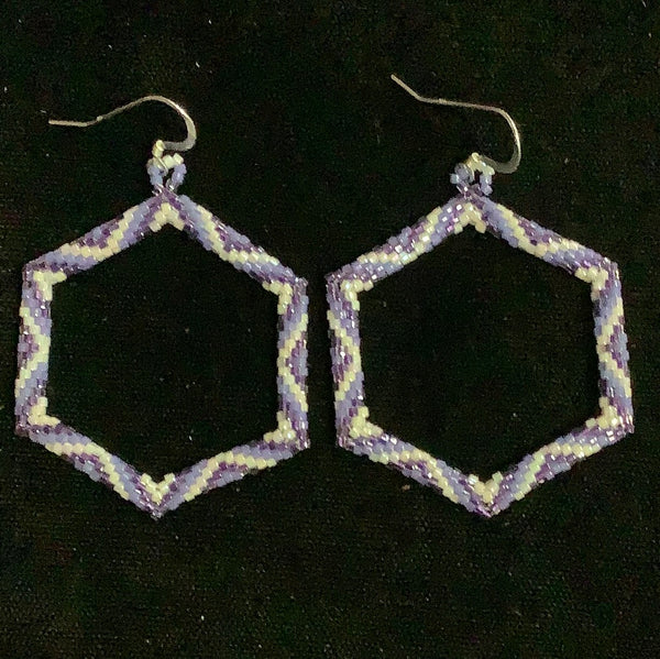Large hollow hexagon earrings