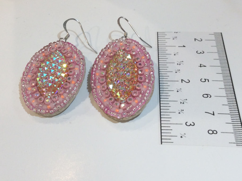 Pink marquise gem earrings