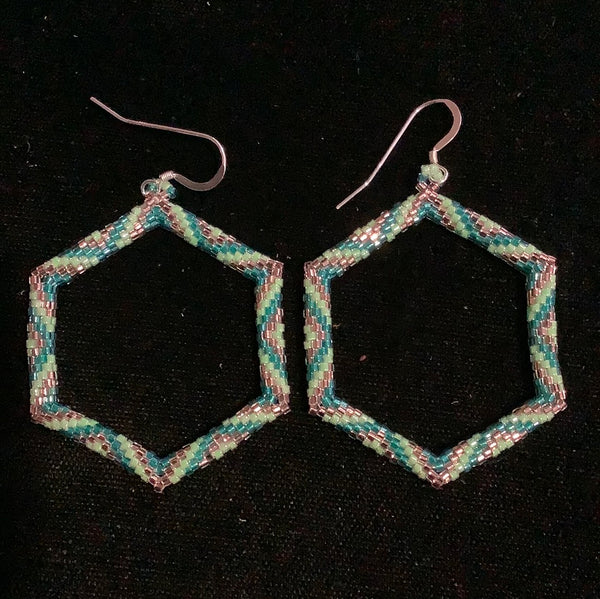 Large hollow hexagon earrings