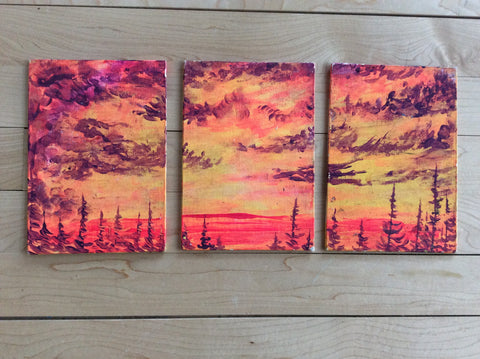 3 piece set “Lake of Fire” by Dustin Roy Madahbee