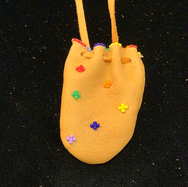 Beaded leather medicine pouch