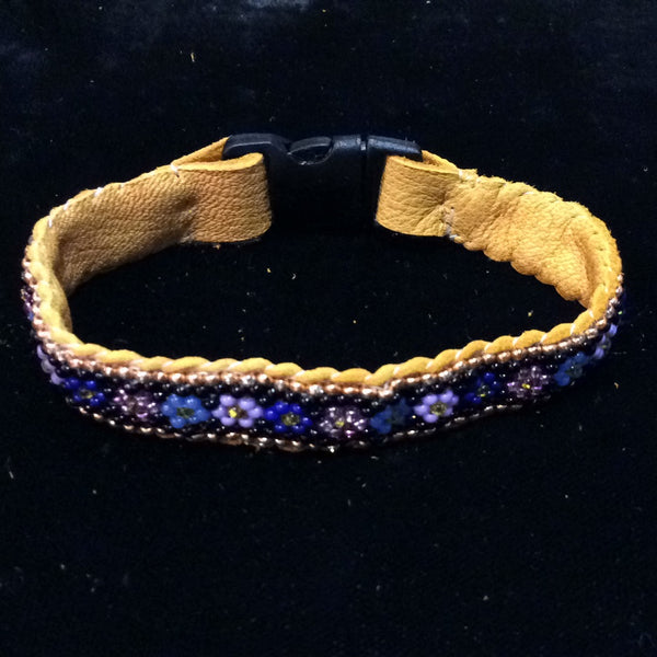 Brick stitch bracelet on leather