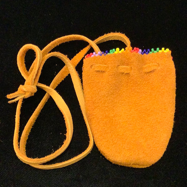 Beaded leather medicine pouch