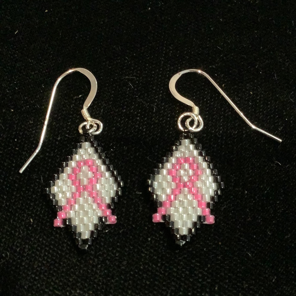 Pink ribbon earrings