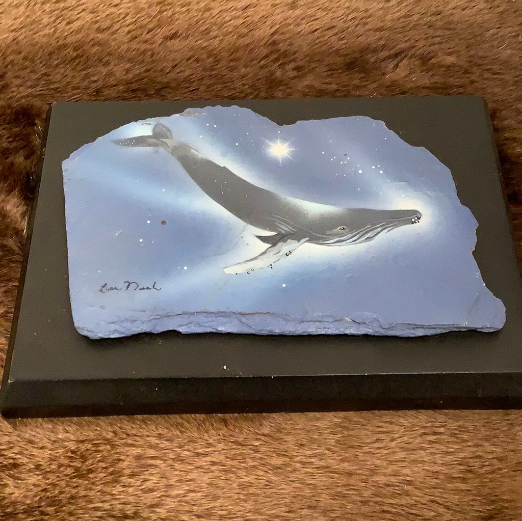 Whale rock painting on plaque