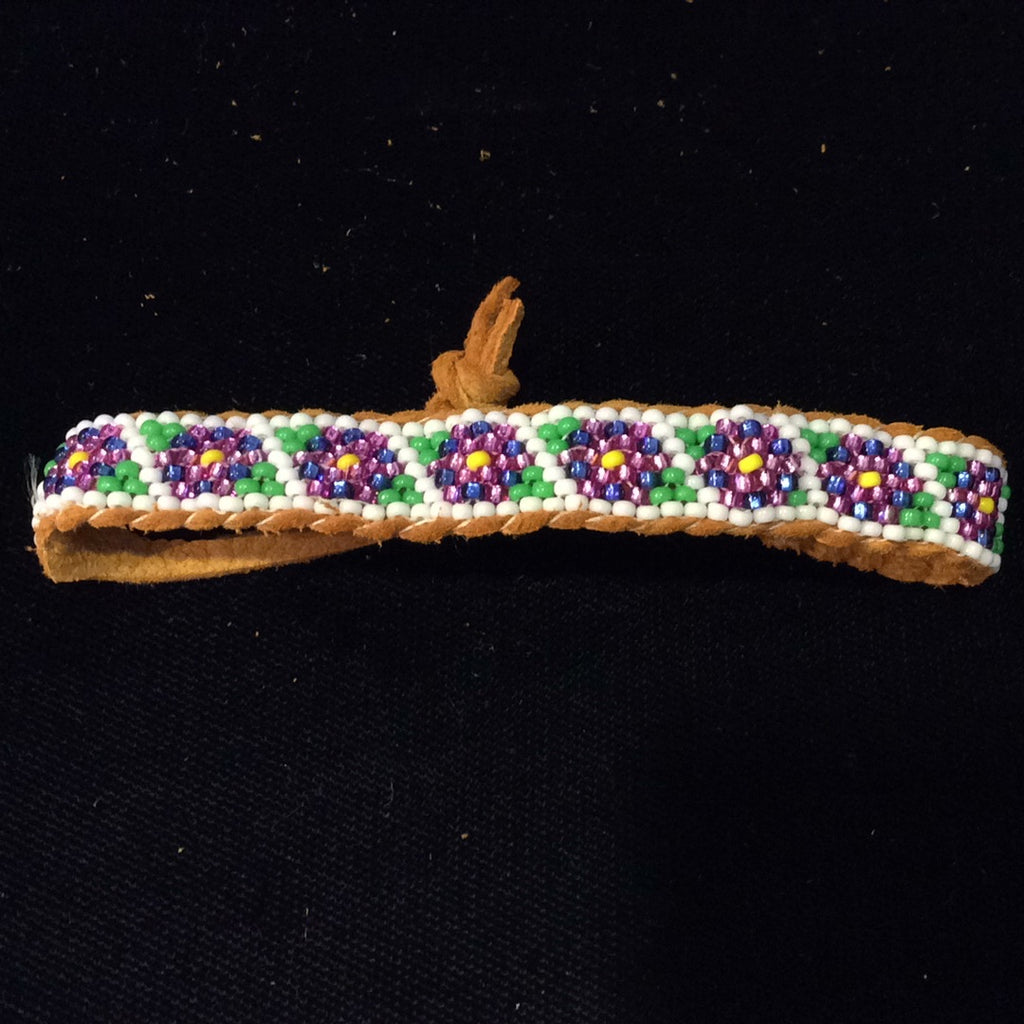 Child’s brick stitch bracelet on leather