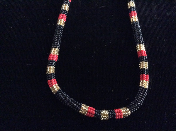 two beaded stitch necklace