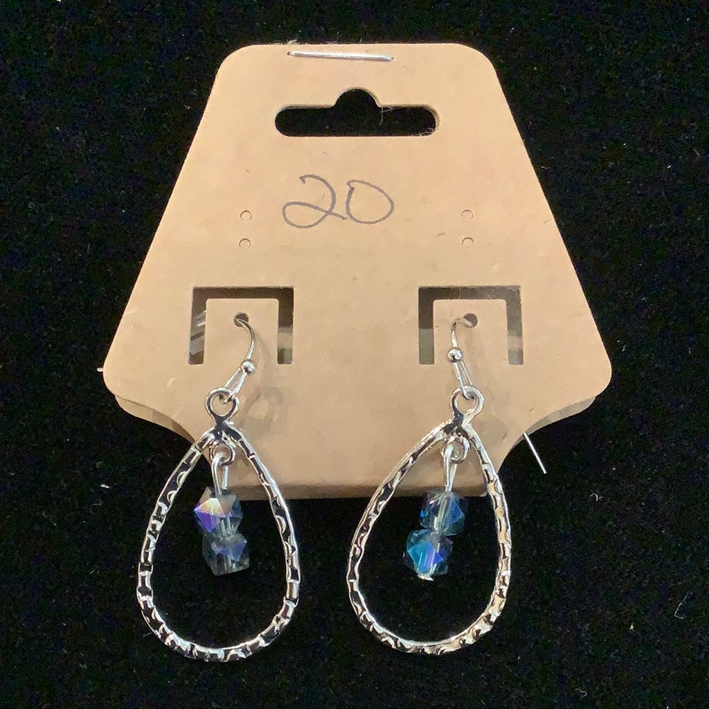 Teardrop earrings w/ 2 blue stones