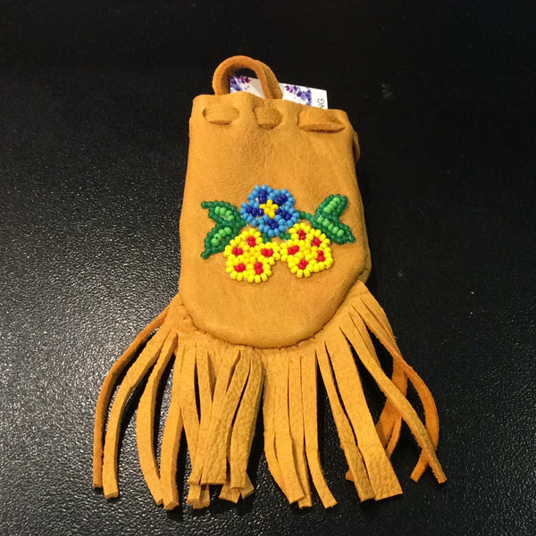 Beaded leather medicine pouch
